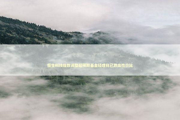 恒生科技指数调整超预期基金经理称已跌出性价比