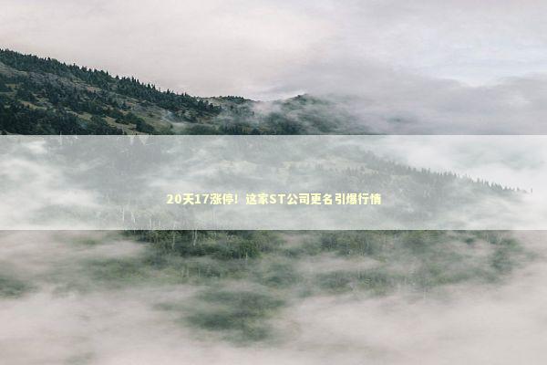 20天17涨停！这家ST公司更名引爆行情